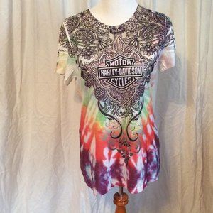 Harley Davidson Tie Dye Shirt, Route 66 Harley Davidson
